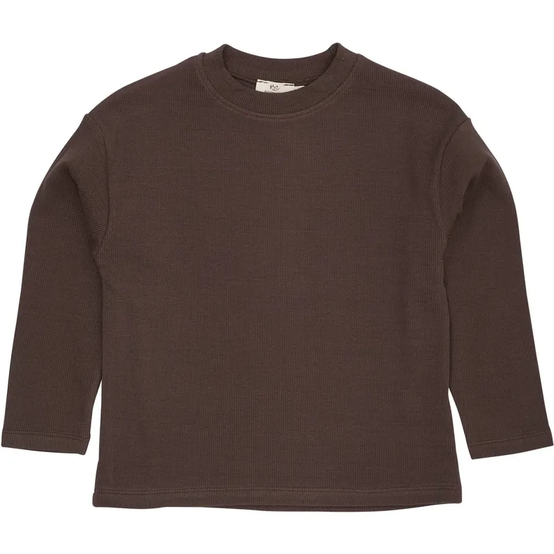 Billig COPENHAGEN COLORS Dk Brown Modal Rib Ls Blus W. Drop Shoulder