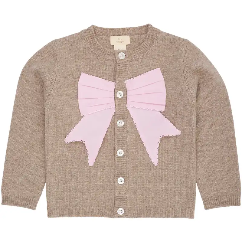 COPENHAGEN COLORS Sand/Lavender Comb. Cashmere Cardigan W. Poplin Rosett Populär