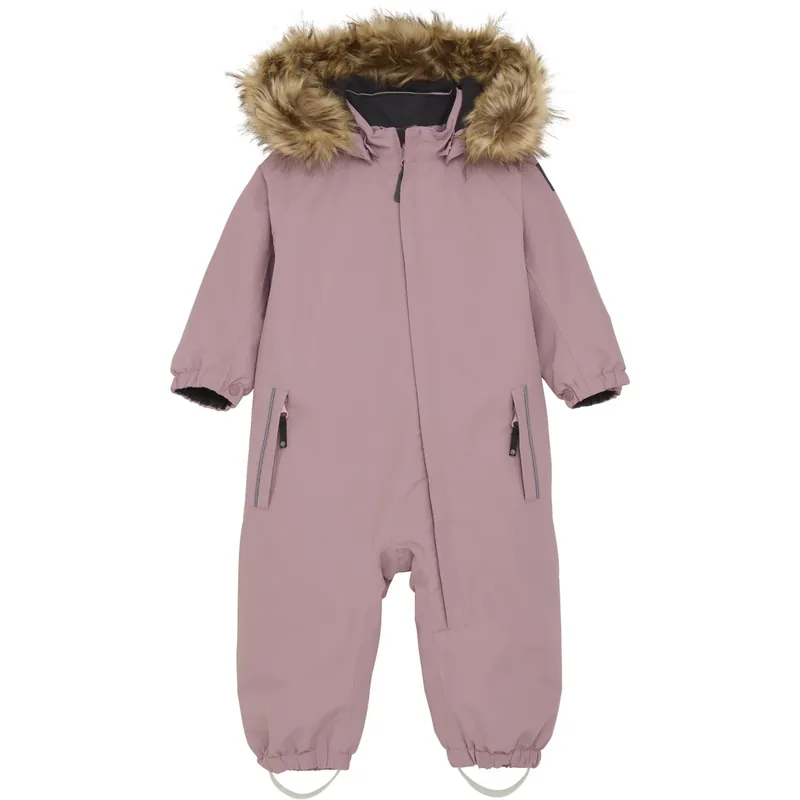 Color Kids Woodrose Baby Coverall W. Fake Päls Begränsat erbjudande