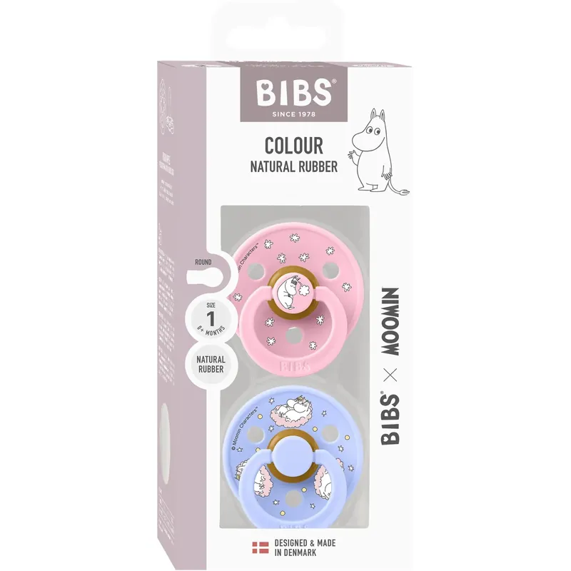Erbjudandepris Bibs X Moomin Baby Pink Mix Napp Colour 2-Pack Dreaming Latex