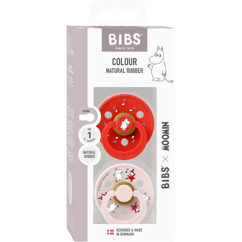 Rea Bibs X Moomin Candy Apple Mix Napp Colour 2-Pack Dancing Latex