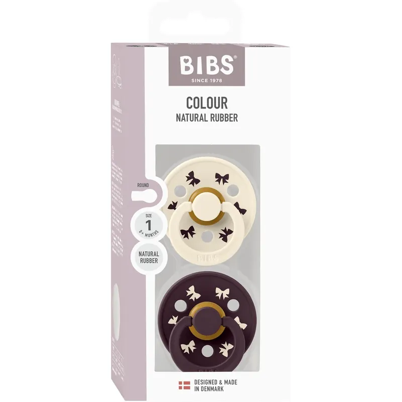 Kundfavorit Bibs Ivory/Plum Napp Colour Holiday Rosett 2-Pack Latex