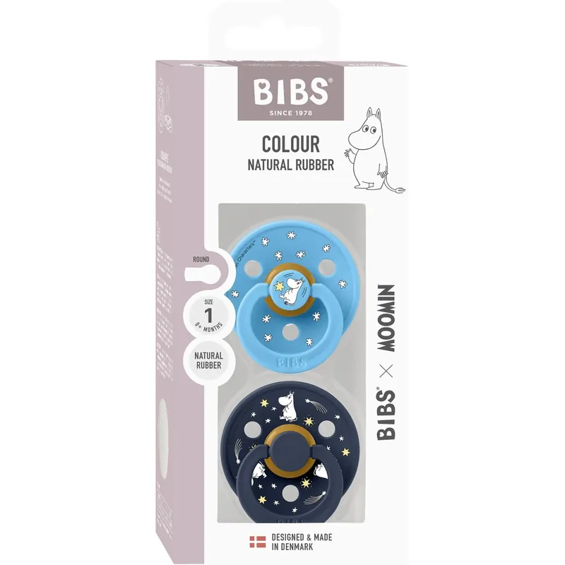 Bibs X Moomin Breeze Mix Napp Colour 2-Pack Good Night Latex Erbjudande
