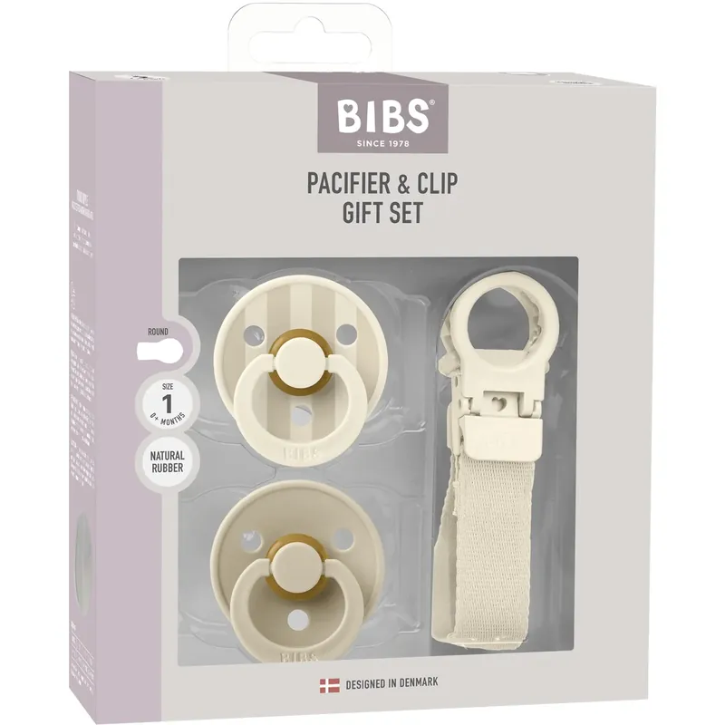 Bibs Ivory Colour Napp & Loop Clip Gift Sett Latex Köp nu