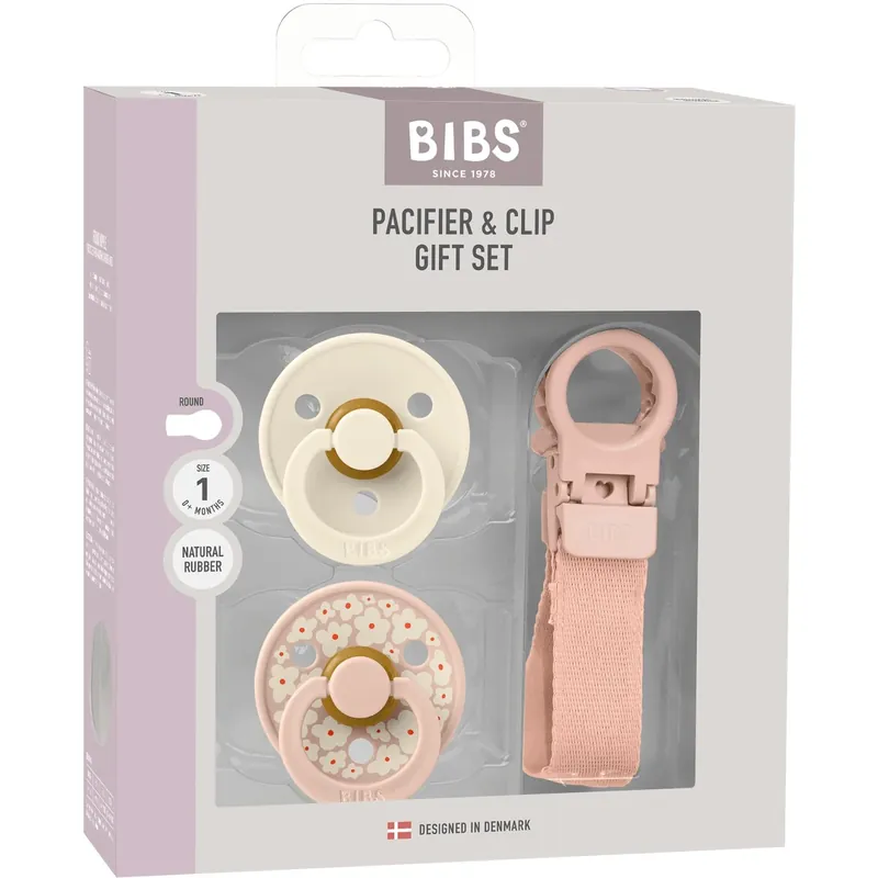 Bibs Blush Colour Napp & Loop Clip Gift Sett Latex Reapris