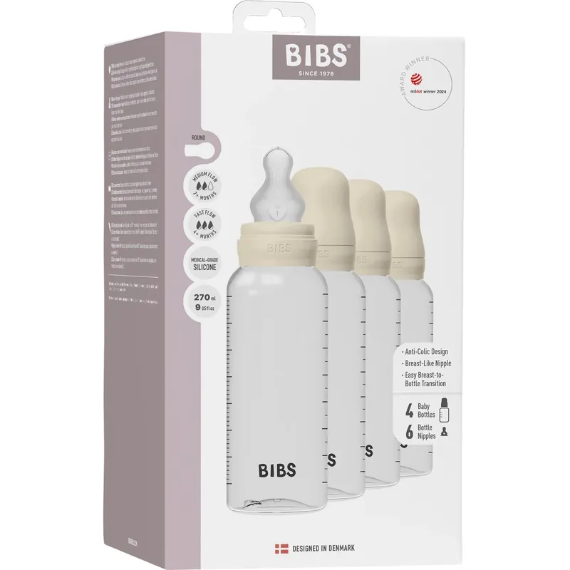 Bibs Ivory Baby Flaska Round Silikon 4-Pack Köp online