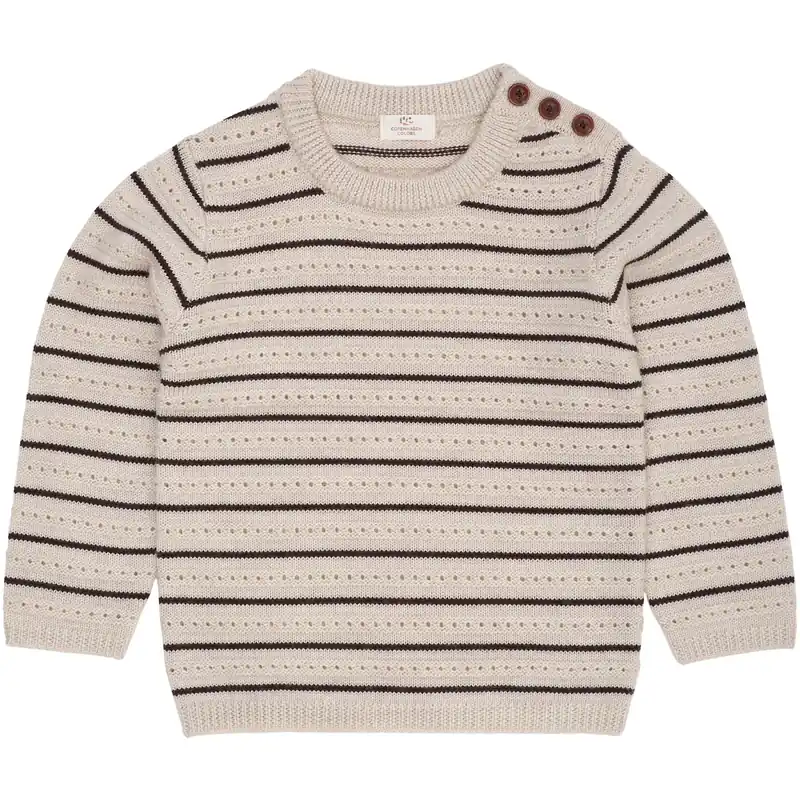 COPENHAGEN COLORS Pale Cream Mel./Dk Brown Comb Merino Pattern Sweater Beställ idag