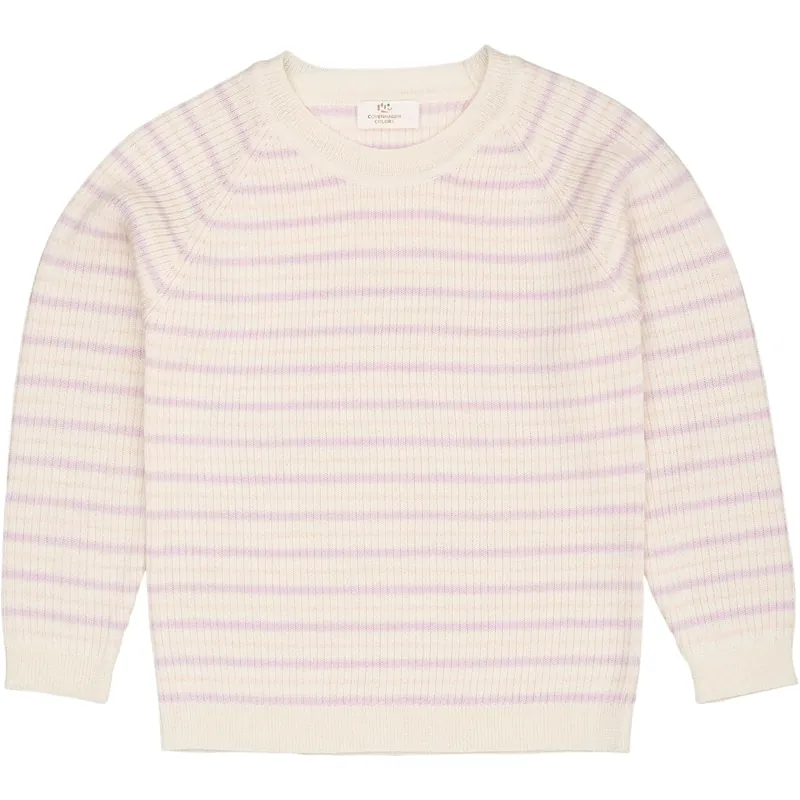 COPENHAGEN COLORS Cream/Lavender/Dusty Rose Combi Merino Classic Rib Blus I lager