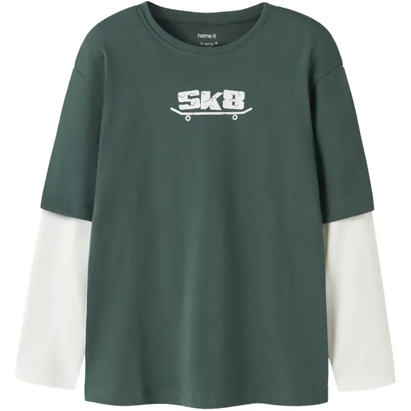 I lager Name It Bistro Green Skate8 Nkmvarto Ls Nreg Topp