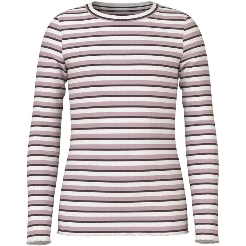Rabatt Name It Cloud Dancer Seal Brown + Keepsake Lilac Nkfvemma Glitter Ls Slim Topp