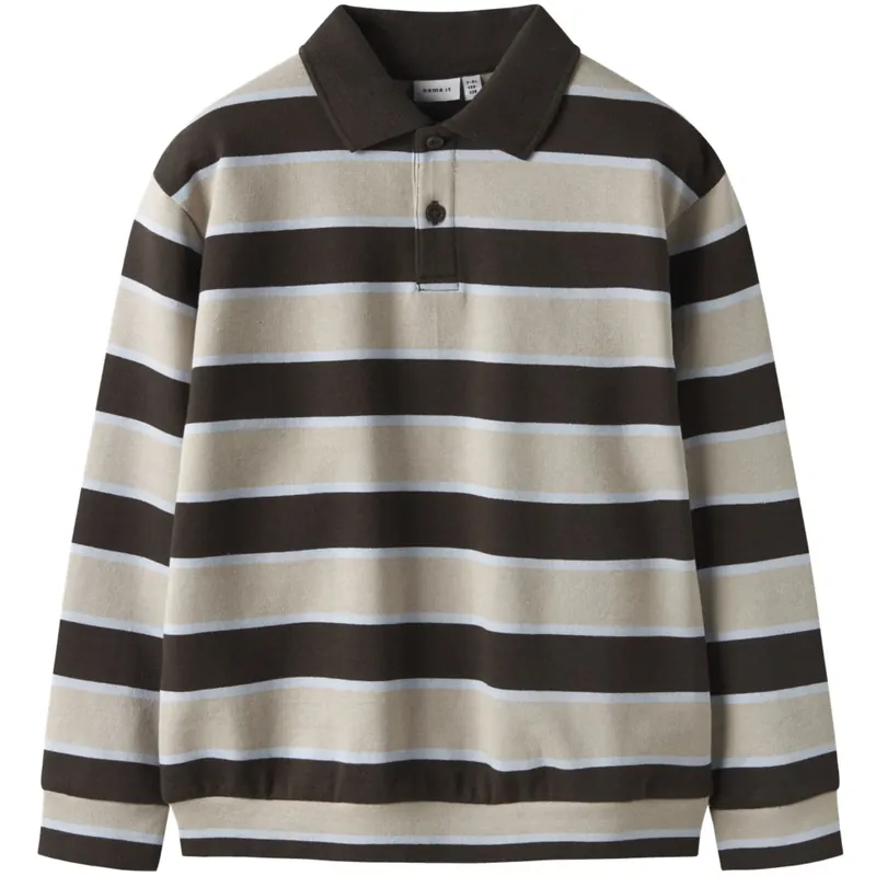 Name It Delicioso Island Fossil + Kentucky Blue Nkmromeo Ls Nreg Sweat Pikétröja Bru Lågt pris