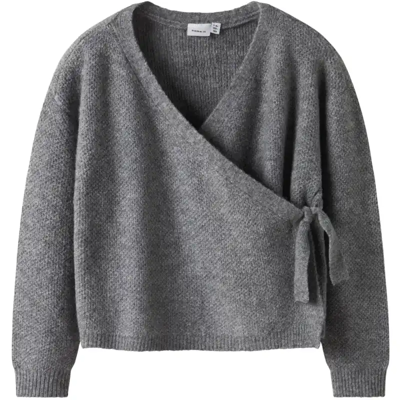 Name It Grey Melange Nkfsanie Ls Stickad Bästa pris