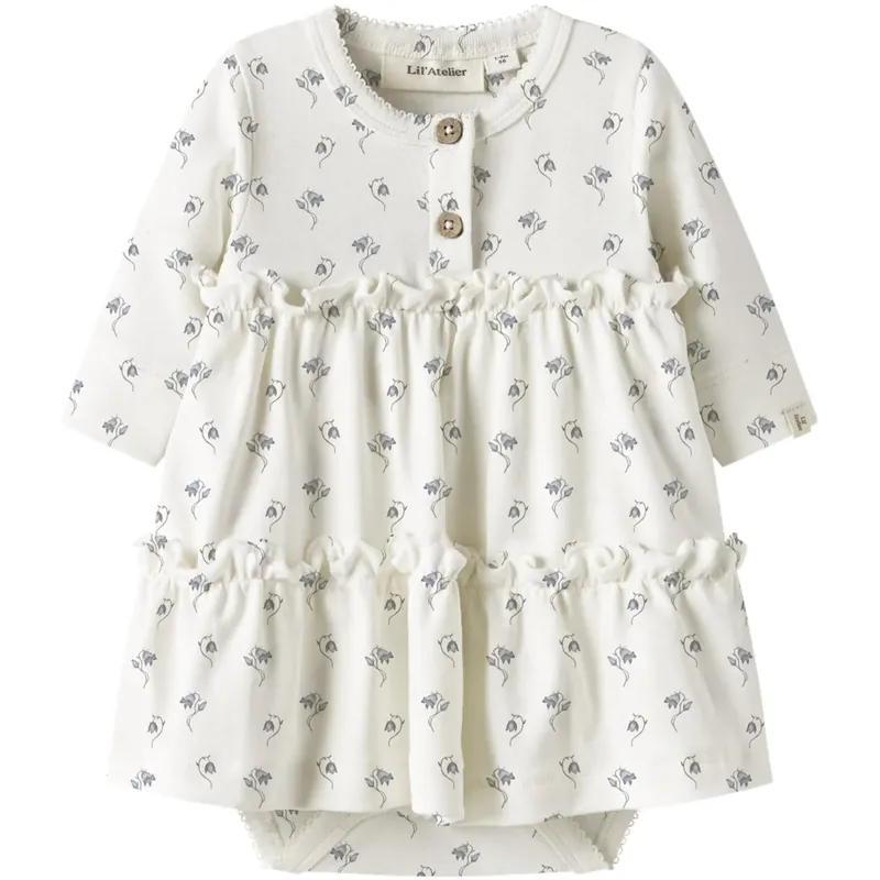 Lil‘Atelier Coconut Milk Bell Flower Nbfgayo Sum Ls Body Klänning Lil Fynd
