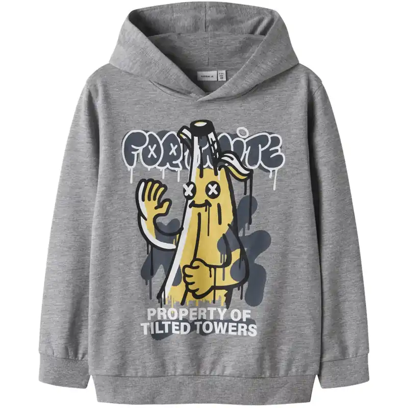 Trygg betalning Name It Grey Melange Nkmfox Fortnite Nreg Sweat Wh Bru Bfu