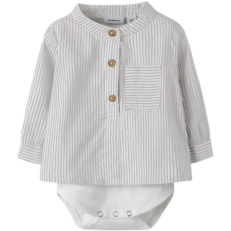 Name It Cloud Dancer Chateau Gray Nbmfar Ls Shirtbody Utförsäljning