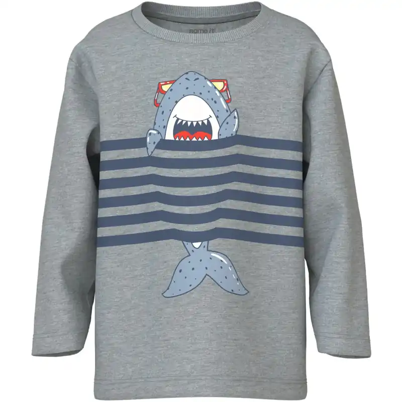 Name It Grey Melange Shark Nmmvilasse Ls Nreg Topp Erbjudandepris
