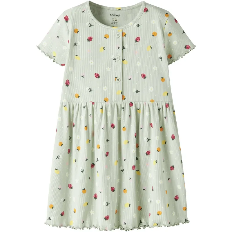 Name It Pale Aqua Fruit Flowers Nmfvemia Ss Klänning Endast idag