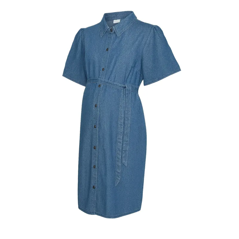 Köp online Mama;licious Light Blue Denim Mljamaica Lia S/S Abk Denim Klänning