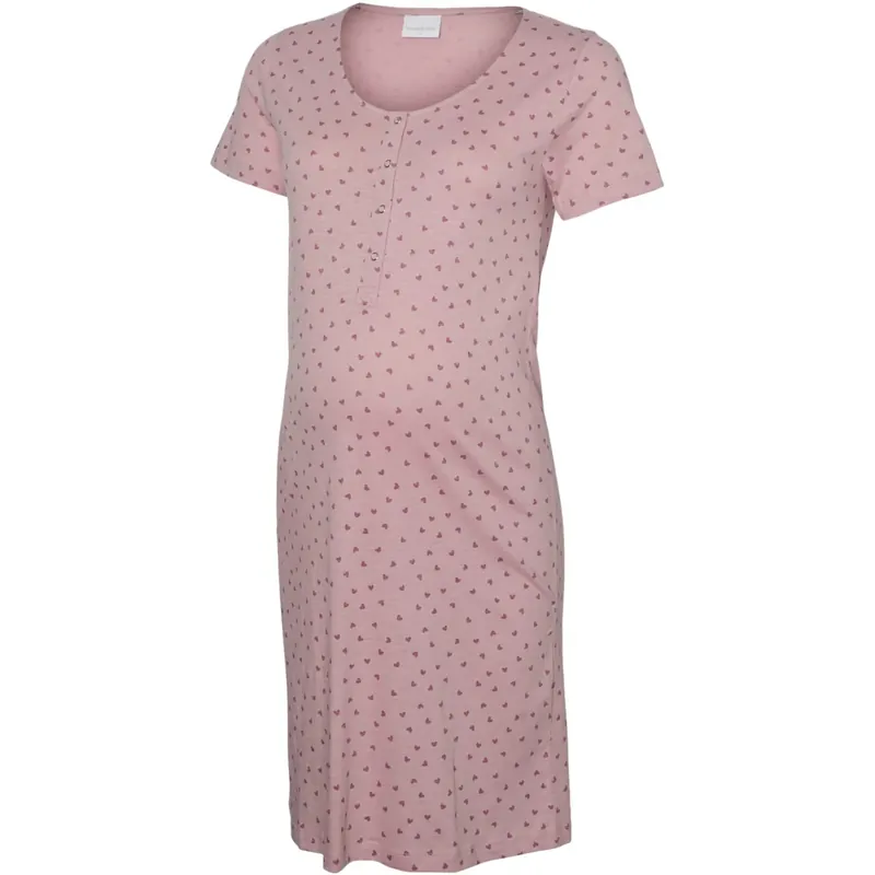 Mama;licious Zephyr Heather Rose Hearts Mlmira Aop Jrs Natklänning 2F A. E. Noos Expressleverans