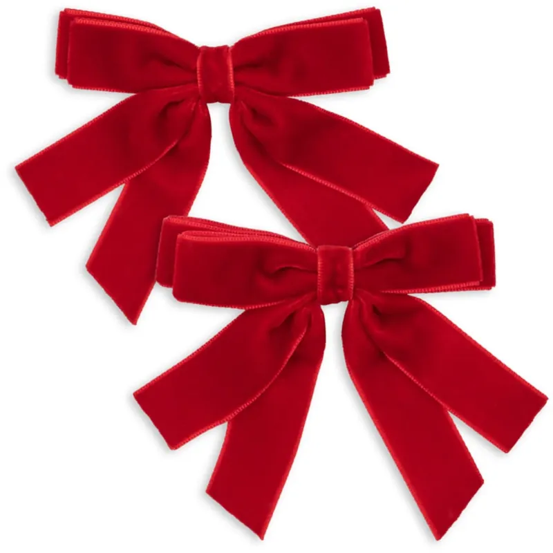 Expressleverans Konges Sløjd Barbados Cherry 2 Pack Sammet Dubbel Rosett Hair Clips