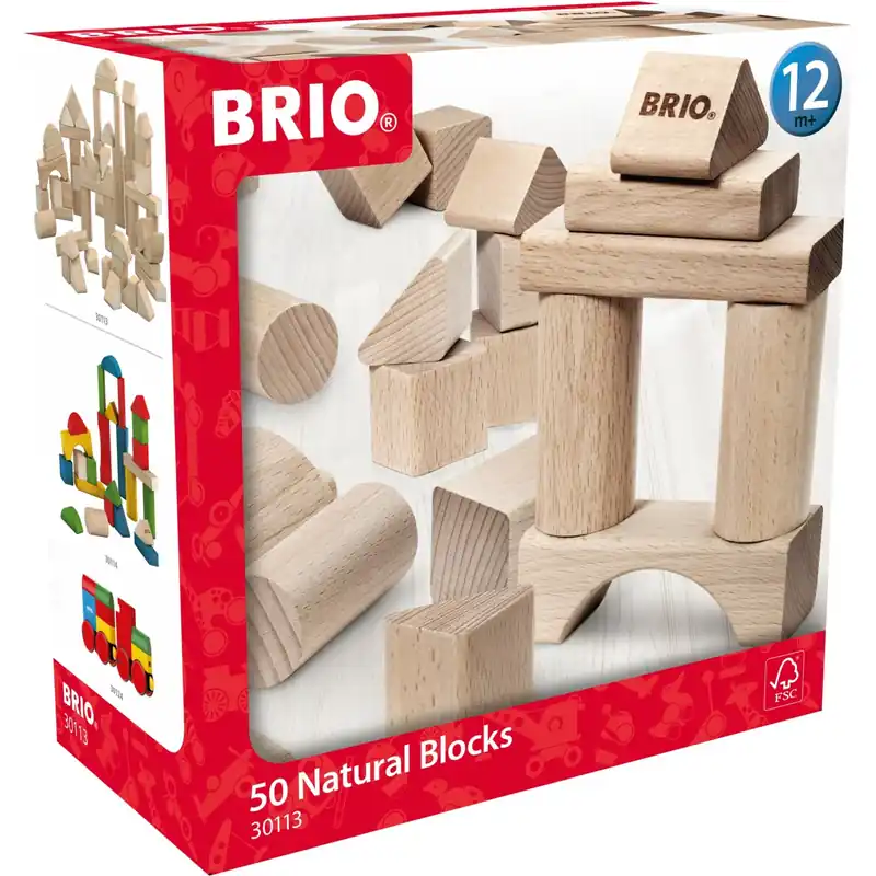 Säker betalning BRIO® 30113 Byggeklodser, Natur, 50 Stk.