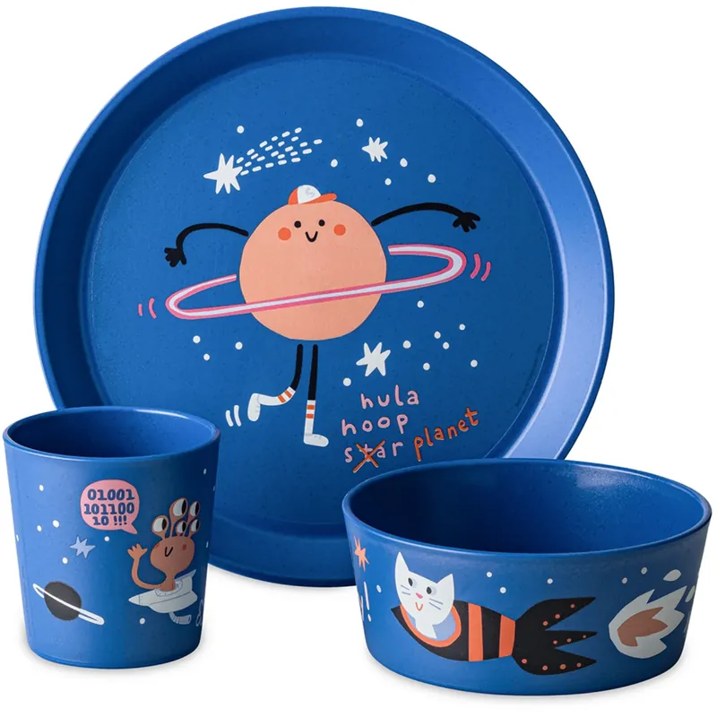 Koziol Organic Space Blue Small Tallrik + Skål + Kopp Connect Space Extra rabatt