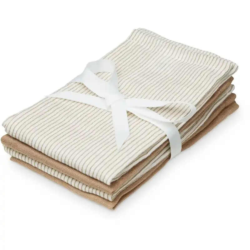 Cam Cam Copenhagen Classic Stripes Camel Wash Cloth 4 Pack Sänkt pris