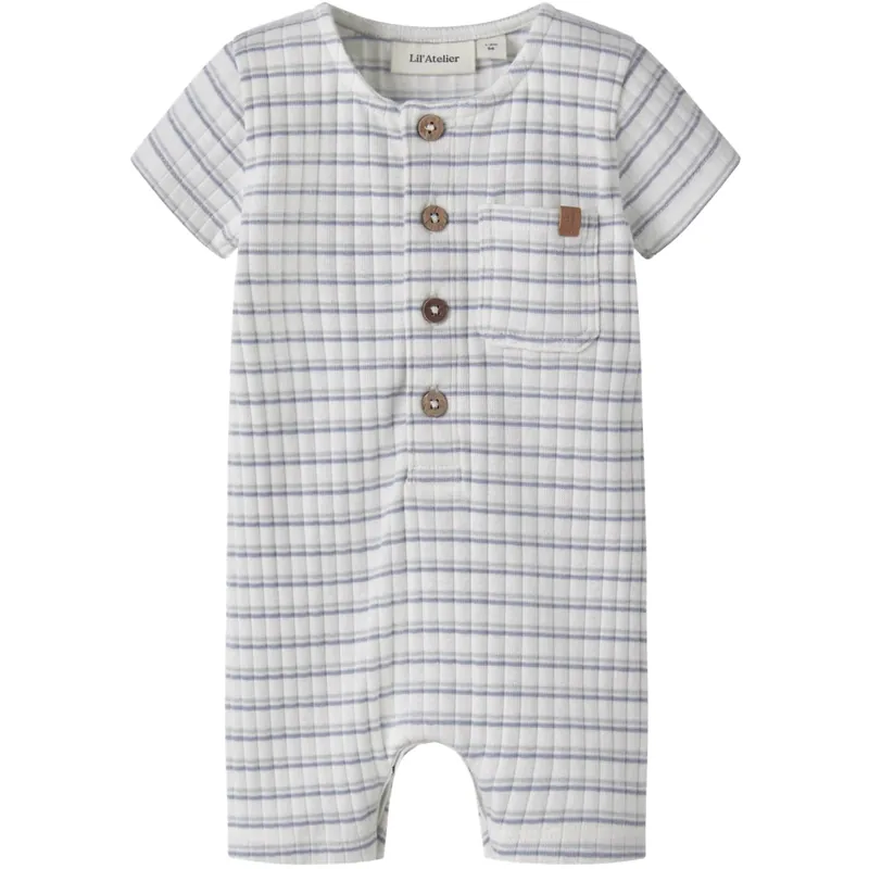 Premium Lil‘Atelier Coconut Milk Dusty Blue Nbmhaldur Ss Loose Kort Dräkt Lil