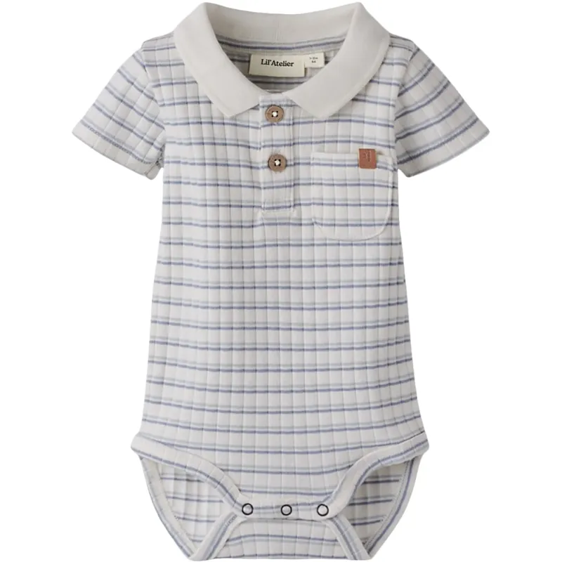 Lil‘Atelier Coconut Milk Dusty Blue Nbmhaldur Ss Slim Body Lil Trygg betalning