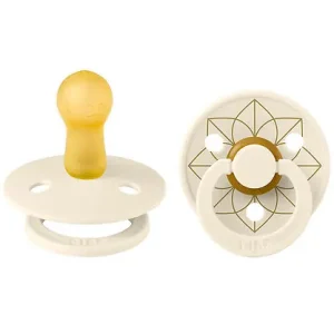 Trygg betalning BIBS Colour Nappar - Stl. 2 - Rund - 2-pack - Ivory/Guld