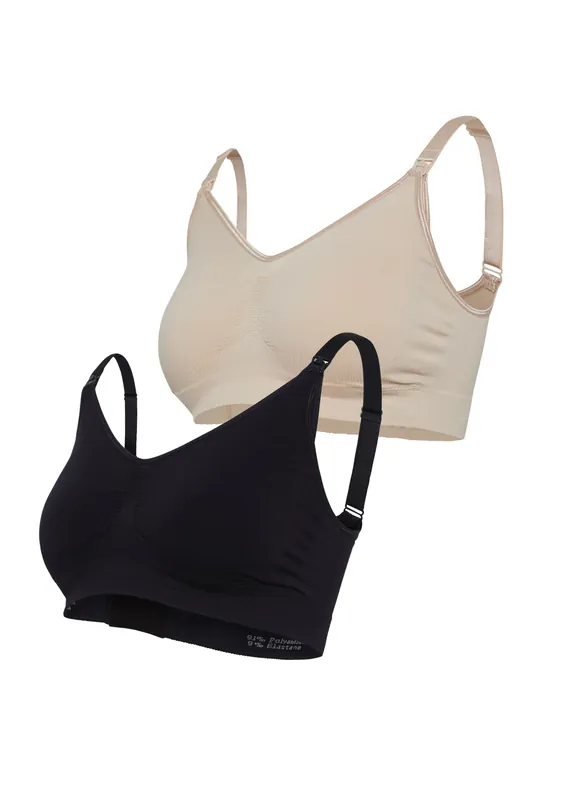 Säker betalning Gravid- Och Amningsbh Honey/Svart XL 2-pack