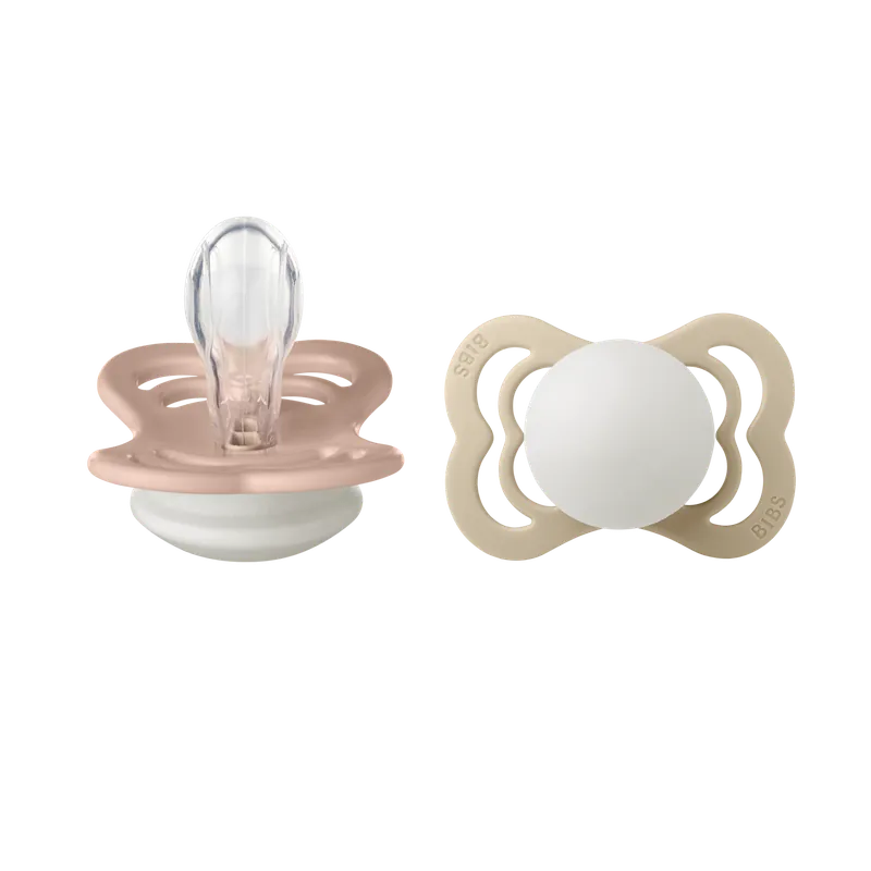 Pacifier Supreme 2 PACK Silicone Size 1 Blush GLOW/Vanilla GLOW Kundfavorit