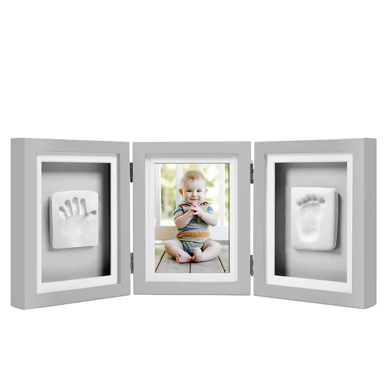 Nyhet Pearhead Babyprints Deluxe Trippel Ram Grå