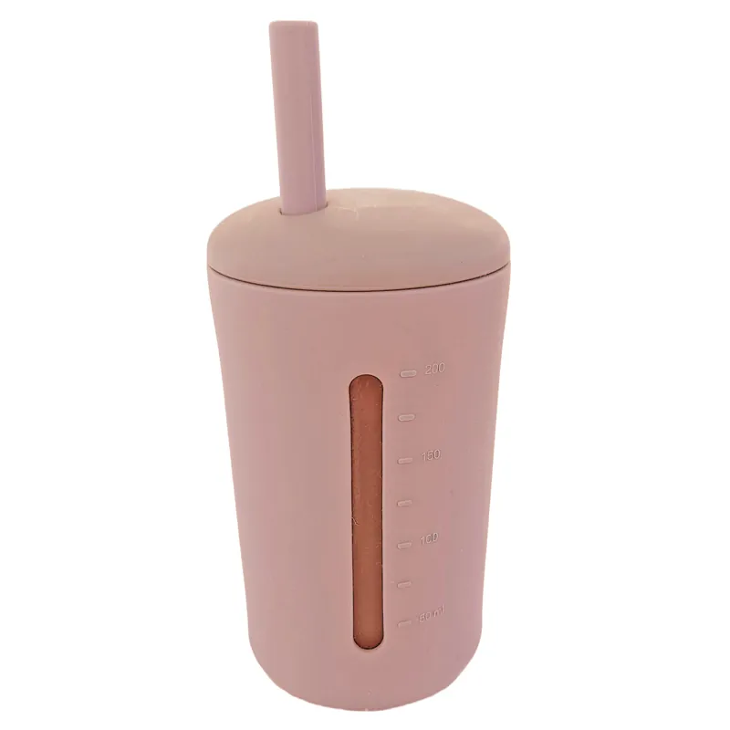 Outlet Mugg med sugrör silikon 200 ml Pale Mauve