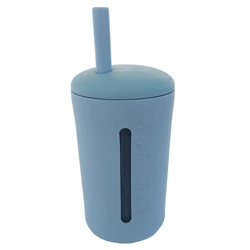 Extra rabatt Mugg med sugrör silikon 200 ml Stone Blue