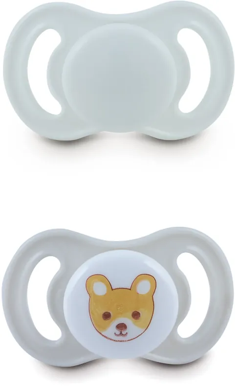 Napp Happy Mini Silikon Teddy/Grå 2 st prisnedsättning
