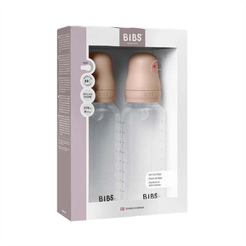 Nedsatt pris Baby Bottle Round Silicone Medium Flow Blush 270 ml 2-pack
