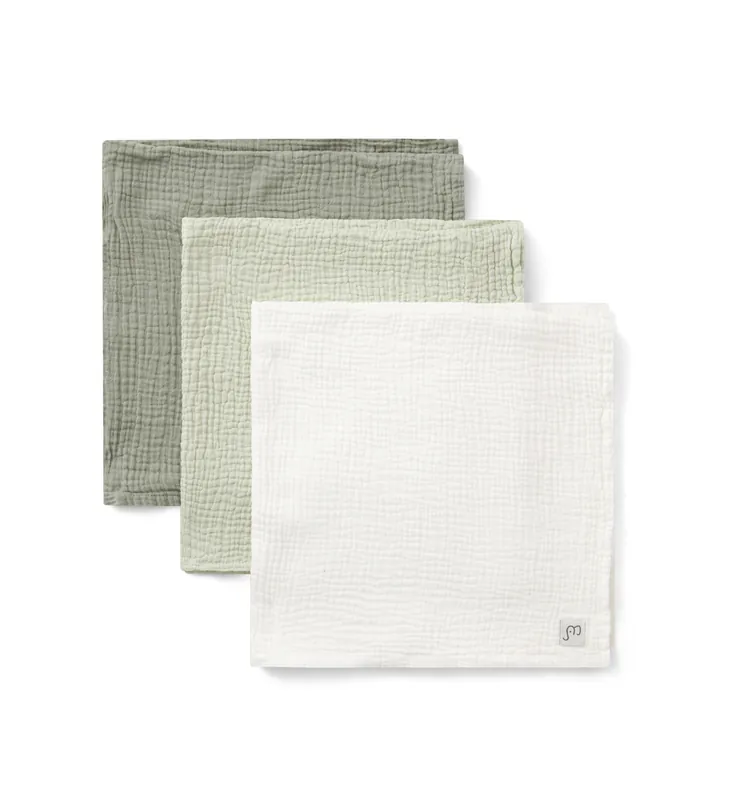 3-pack Muslin squares Green/White 60x60 cm Nedsatt pris