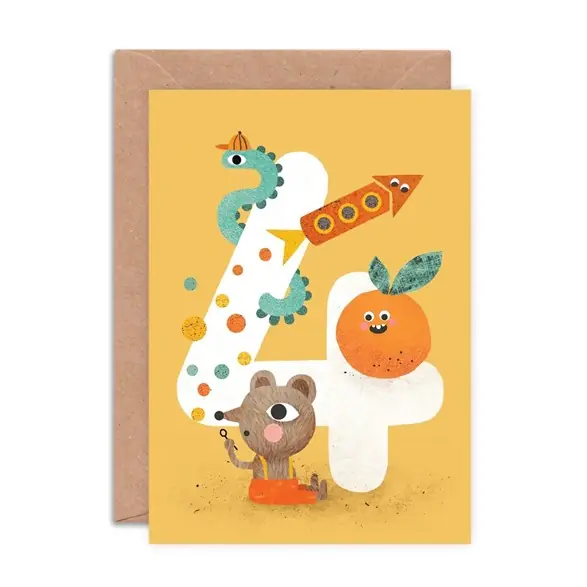 Outlet Emily Nash Illustration Sifferkort, age 4 crazy critters