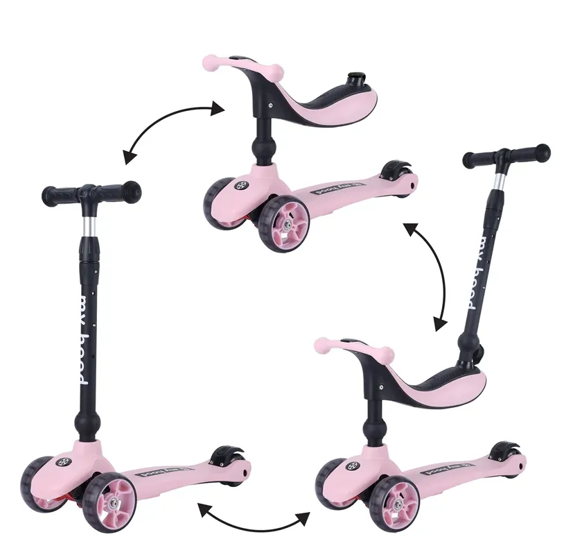 2-i-1 Sparkcykel / Springcykel - Kick‘n‘Ride, Rosa Expressleverans